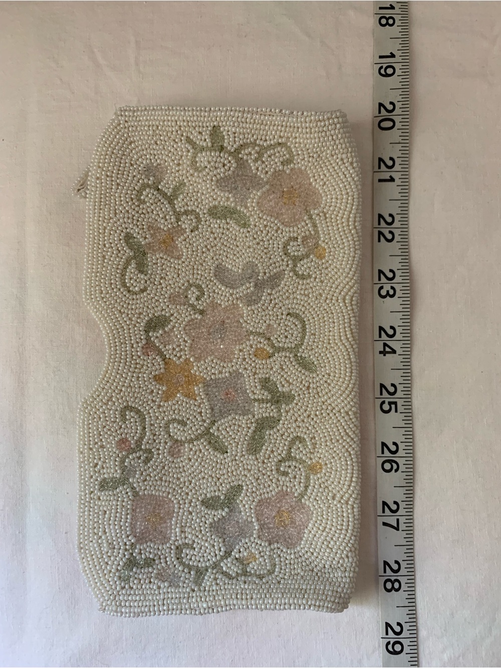 🌸1950s Japanese Hand Beaded Pastel Floral Clutch Vintage Purse Bridal - Picture 14 of 14